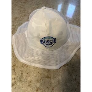 Busch Light White Mesh Sun Hat Camo Tonal Embroidered Logo Fishing Bucket Hat